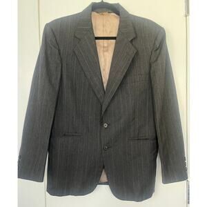 Vintage 70s Men's Milbern Dark Gray Striped Blazer Suit Jacket Medium Large 42